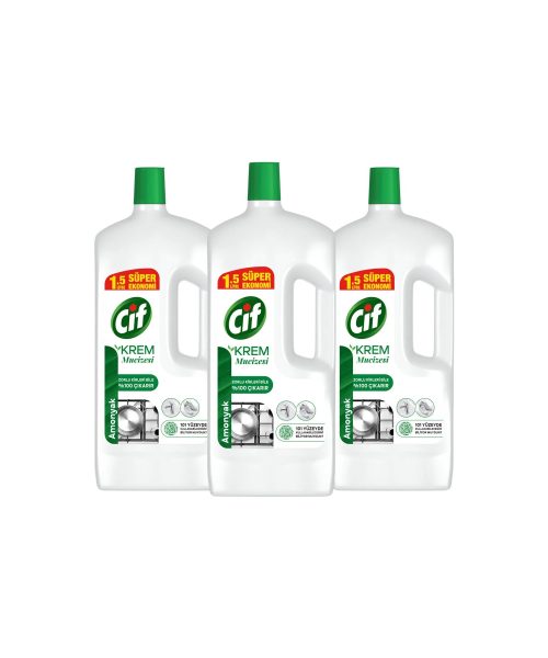 Cif Krem Yüzey Temizleyici Amonyaklı 1500 ml - 3 adet