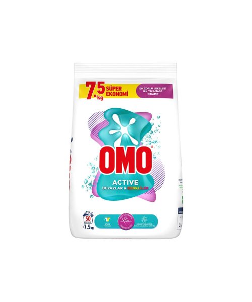 Omo Active Beyazlar ve Renkliler İçin Toz Deterjan 7,5 kg